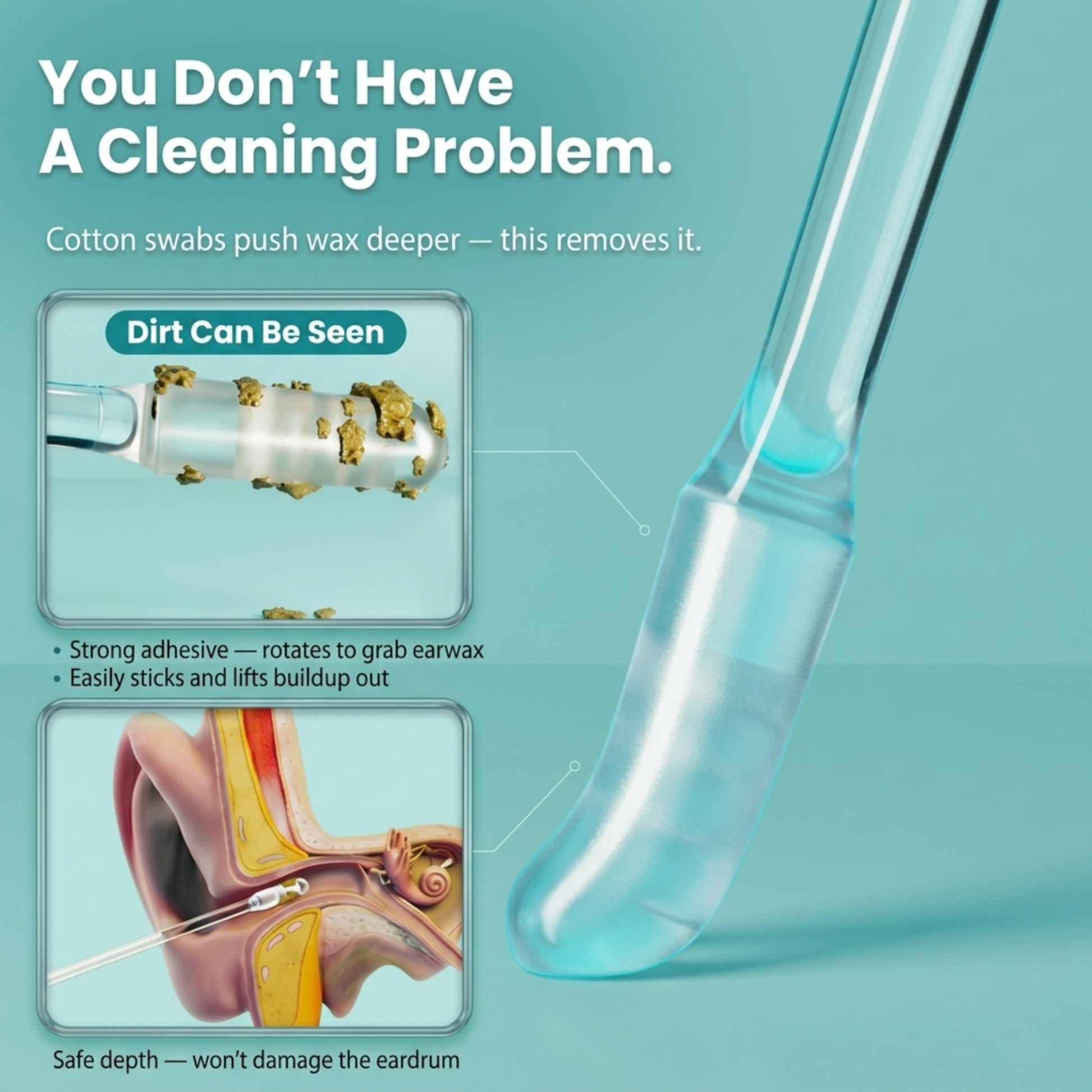 Close view of the EarClear sticky tip
