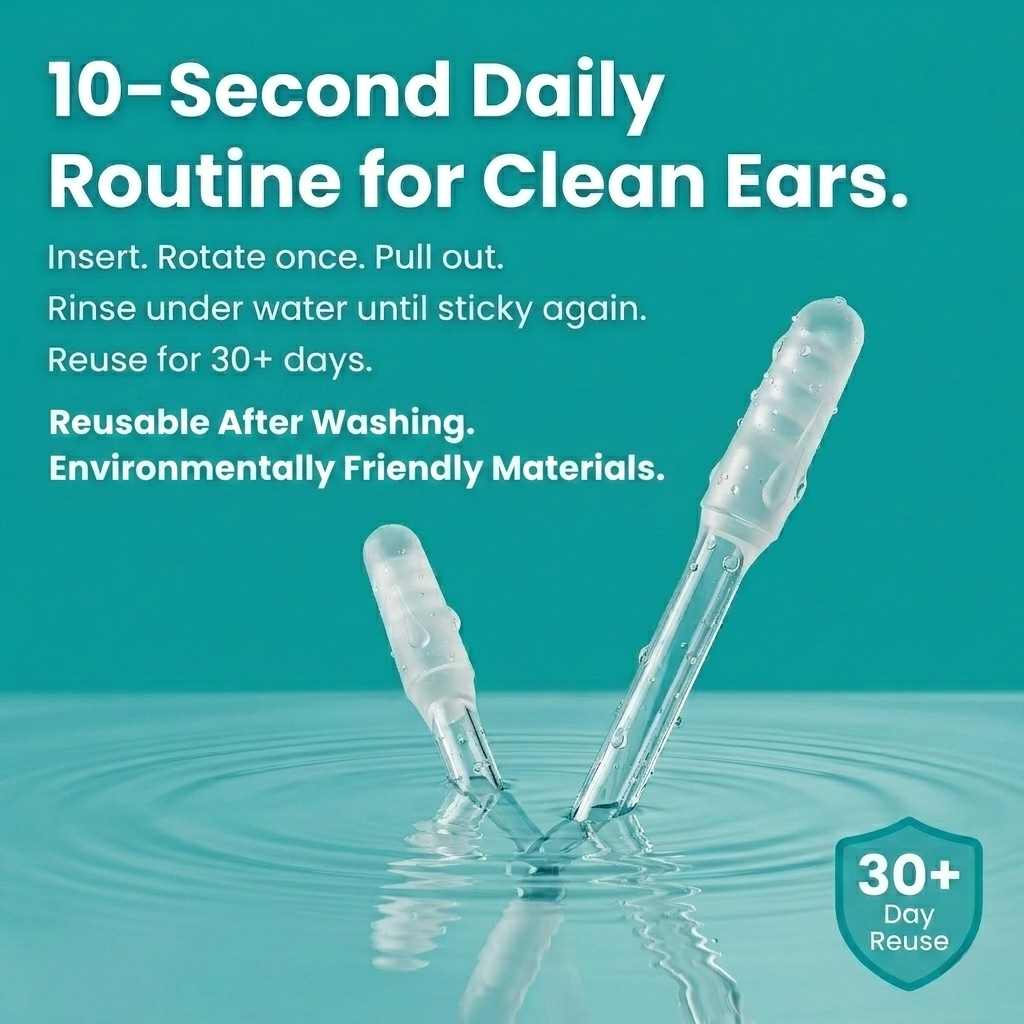 EarClear product box and sticky ear-cleaning sticks